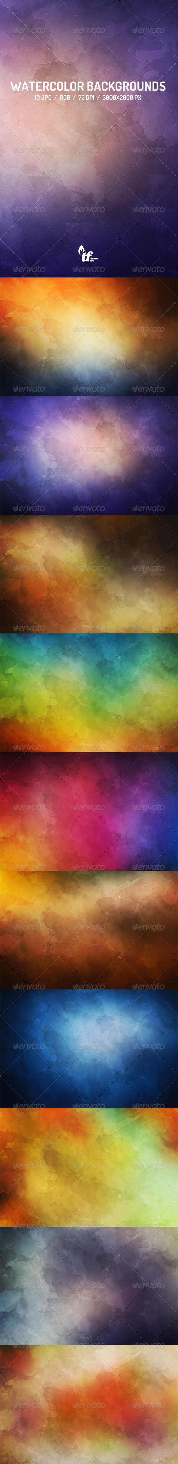 GraphicRiver 10 Watercolor Backgrounds Vol.2 7509748 GraphicRiver 10 Watercolor Backgrounds Vol.2 7509748