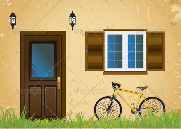 Bicycle and Old House (Buildings)