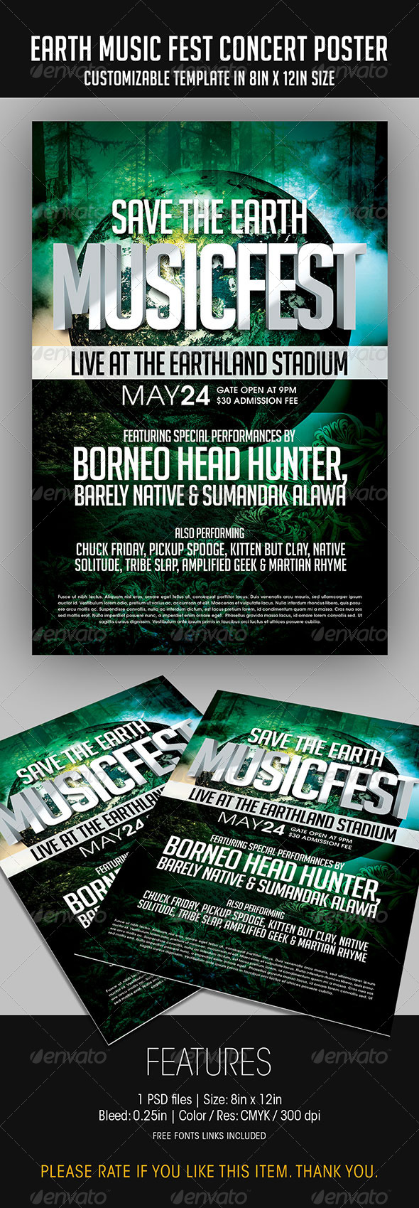 GraphicRiver Earth Music Fest Concert Poster 7510439 GraphicRiver Earth Music Fest Concert Poster 7510439