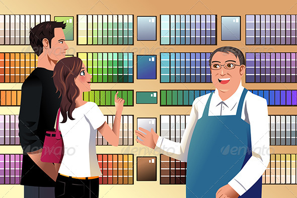 GraphicRiver Couple Choosing Paint 7512626 GraphicRiver Couple Choosing Paint 7512626