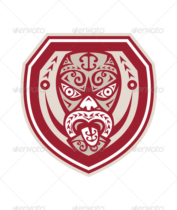 GraphicRiver Maori Mask Tongue Out Shield Retro 7525249 GraphicRiver Maori Mask Tongue Out Shield Retro 7525249
