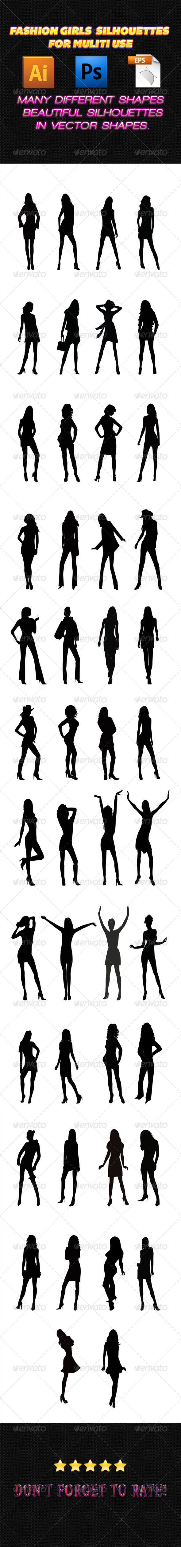 GraphicRiver Fashion Girls Silhouettes 01 7526912 GraphicRiver Fashion Girls Silhouettes 01 7526912