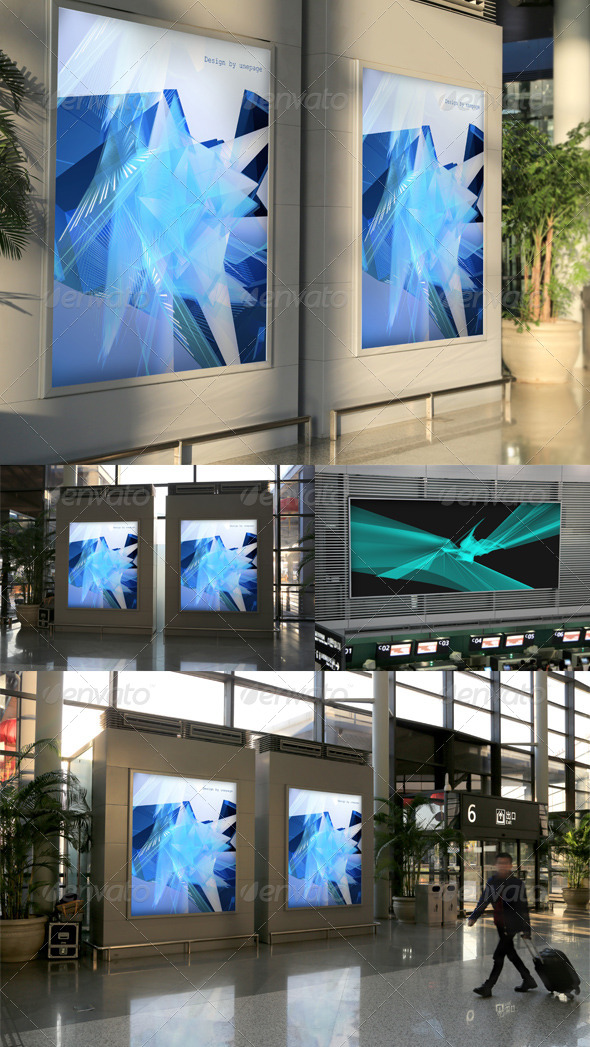 GraphicRiver 4 Poster Mockups Airport 7278089 GraphicRiver 4 Poster Mockups Airport 7278089
