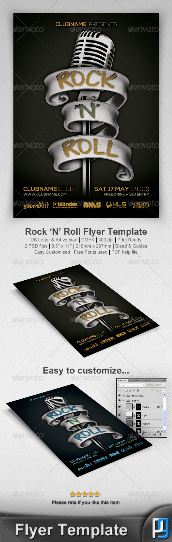 GraphicRiver Rock N Roll Flyer Template 7557239 GraphicRiver Rock N Roll Flyer Template 7557239