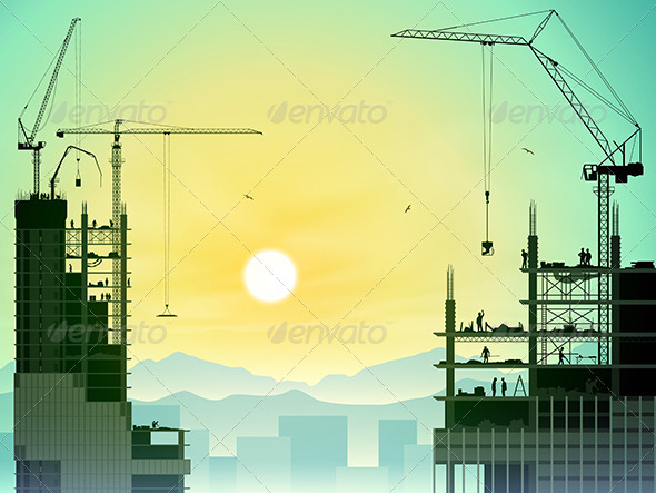 GraphicRiver Tower Cranes 7562935 GraphicRiver Tower Cranes 7562935