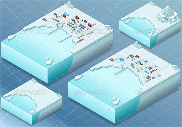 GraphicRiver Isometric Arctic Bay with Town and Industry 7564625 GraphicRiver Isometric Arctic Bay with Town and Industry 7564625