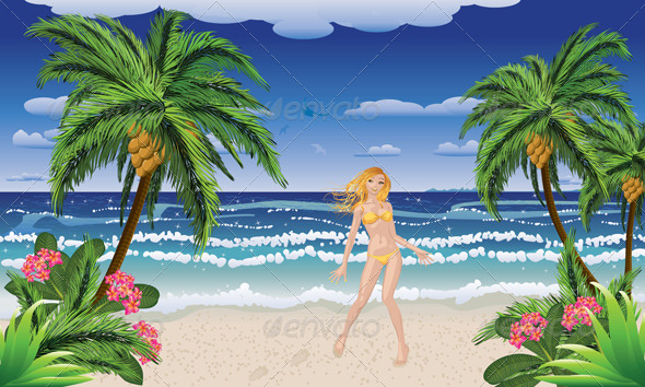 GraphicRiver Blonde Woman on Beach 7576826 GraphicRiver Blonde Woman on Beach 7576826