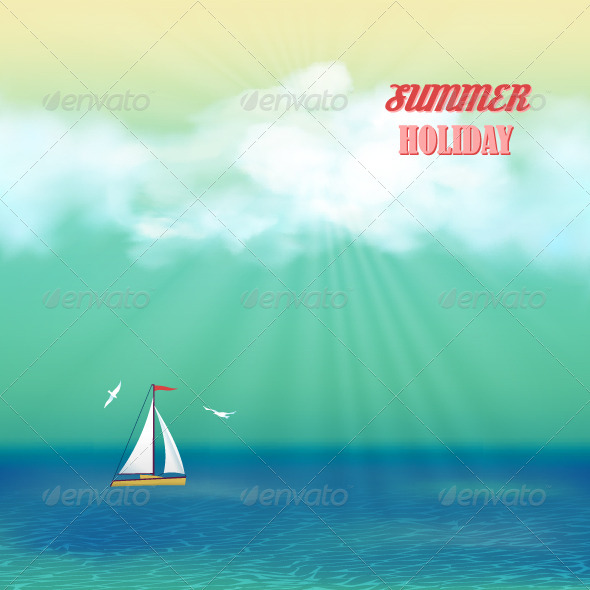 GraphicRiver Retro Sea Yacht Summer Travel Poster 7577082 GraphicRiver Retro Sea Yacht Summer Travel Poster 7577082