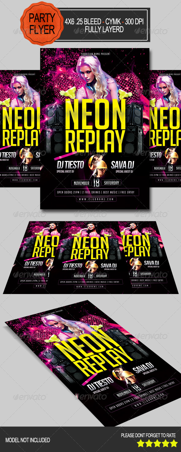 GraphicRiver Neon Replay Flyer 7578489 GraphicRiver Neon Replay Flyer 7578489