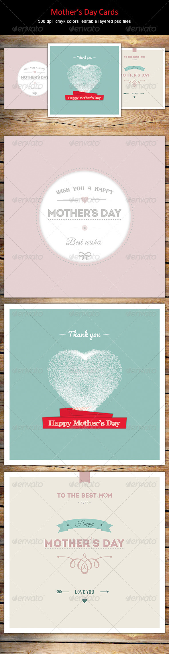 GraphicRiver Mother's Day Cards 7582676 GraphicRiver Mother's Day Cards 7582676