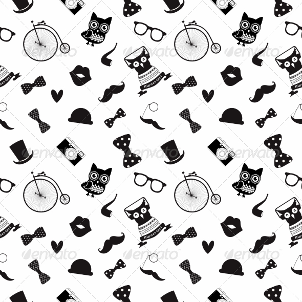 GraphicRiver Hipster Black and White Seamless Pattern 7584360 GraphicRiver Hipster Black and White Seamless Pattern 7584360