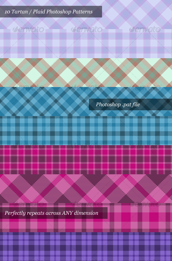 Tartan / Plaid Photoshop Patterns (Pack of 10) - Textures / Fills / Patterns Photoshop
