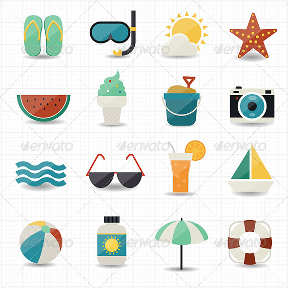 GraphicRiver Summer and Beach Icons 7592720 GraphicRiver Summer and Beach Icons 7592720