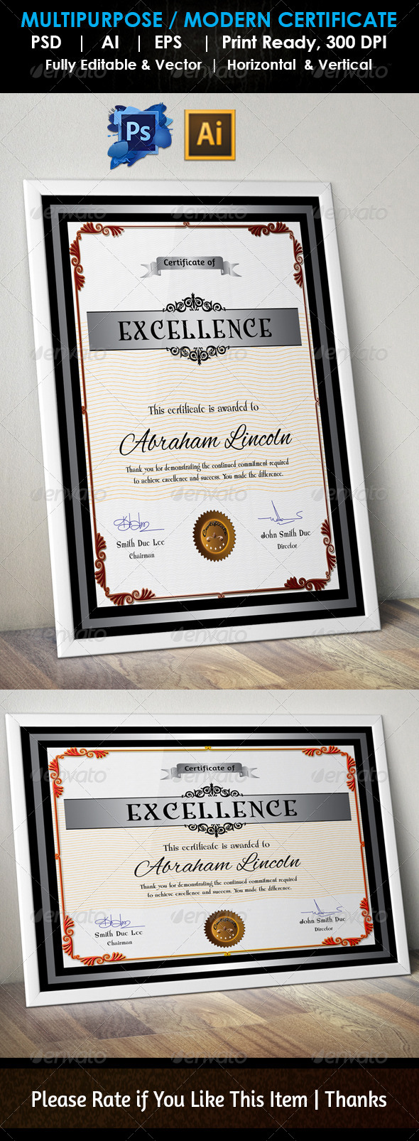 GraphicRiver Simple Excellence Certificate GD004 7593434 GraphicRiver Simple Excellence Certificate GD004 7593434