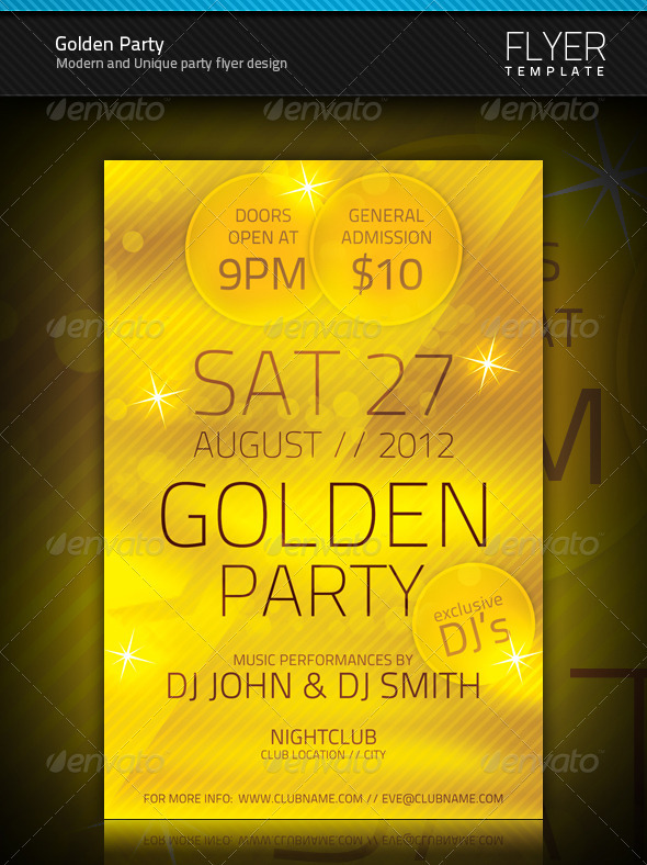 GraphicRiver Golden Party Flyer 696452 GraphicRiver Golden Party Flyer 696452