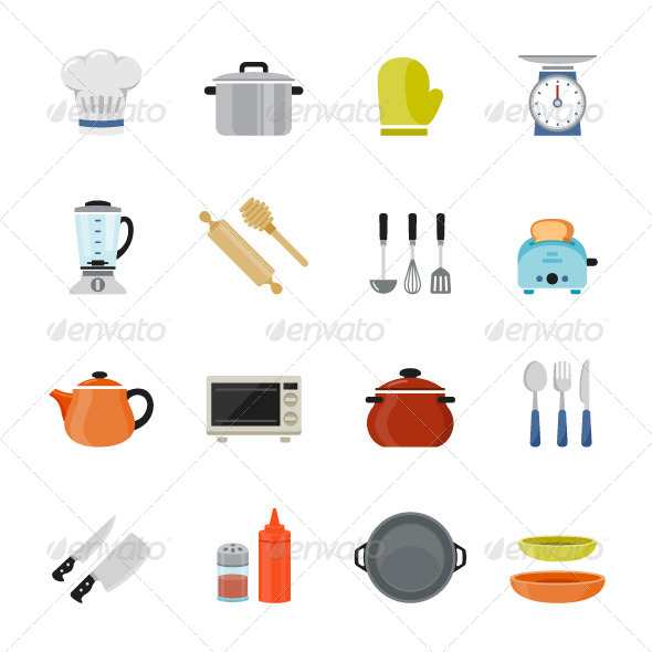 GraphicRiver Kitchenware Icon Flat Design 7601374 GraphicRiver Kitchenware Icon Flat Design 7601374