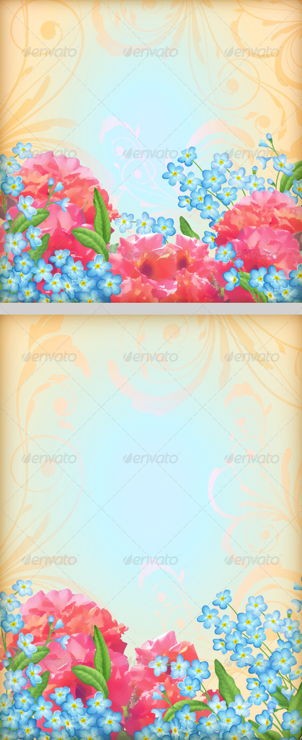 GraphicRiver Retro Flowers Roses Background Set 7614009 GraphicRiver Retro Flowers Roses Background Set 7614009