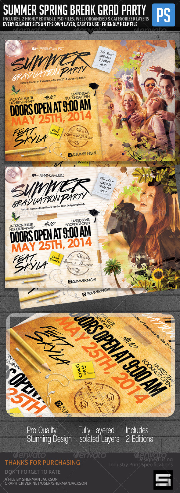 GraphicRiver Summer Graduation & Spring Break Party Flyer 7620878 GraphicRiver Summer Graduation & Spring Break Party Flyer 7620878