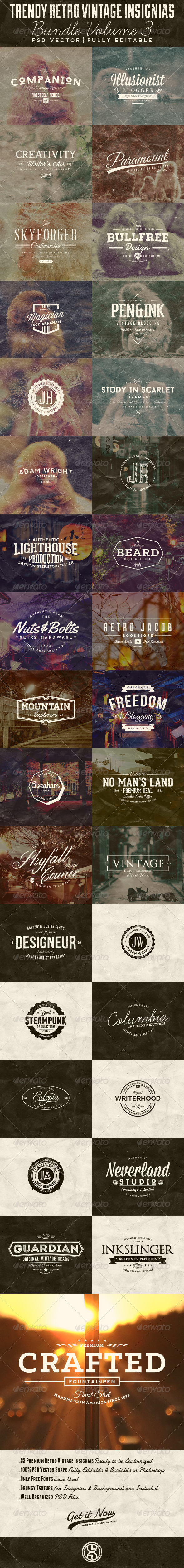 GraphicRiver 33 Trendy Retro Vintage Insignias Bundle Volume 3 7604303 GraphicRiver 33 Trendy Retro Vintage Insignias Bundle Volume 3 7604303