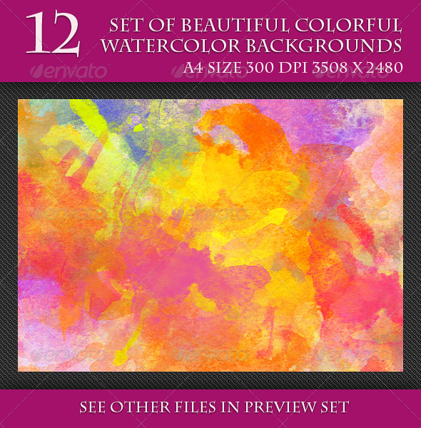 GraphicRiver Set of Beautiful Colorful Watercolor Backgrounds 7609819 GraphicRiver Set of Beautiful Colorful Watercolor Backgrounds 7609819