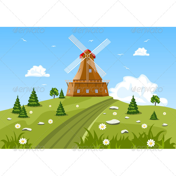 GraphicRiver Green Field and Mill 7634682 GraphicRiver Green Field and Mill 7634682