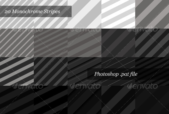 Monochrome Striped Backgrounds (20 Patterns) - Textures / Fills / Patterns Photoshop