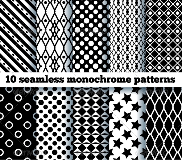 GraphicRiver 10 Seamless Monochrome Patterns 7645425 GraphicRiver 10 Seamless Monochrome Patterns 7645425
