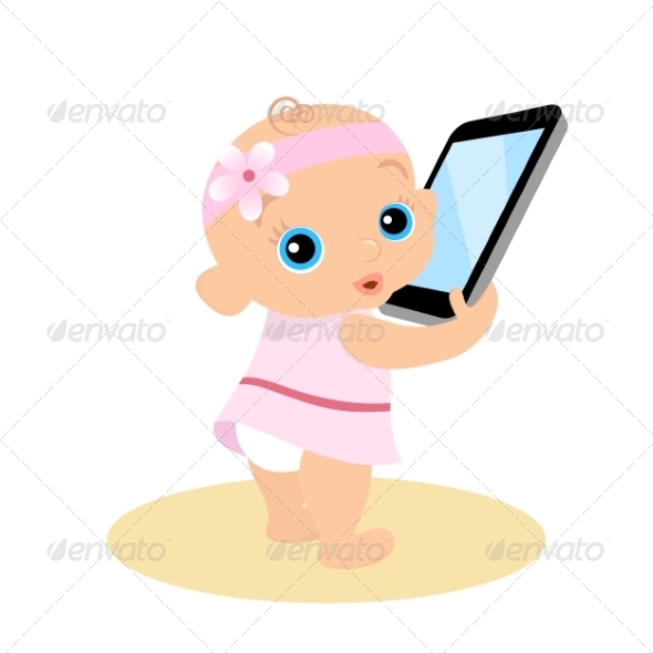 GraphicRiver Little Girl is Playing with Smartphone 7652700 GraphicRiver Little Girl is Playing with Smartphone 7652700