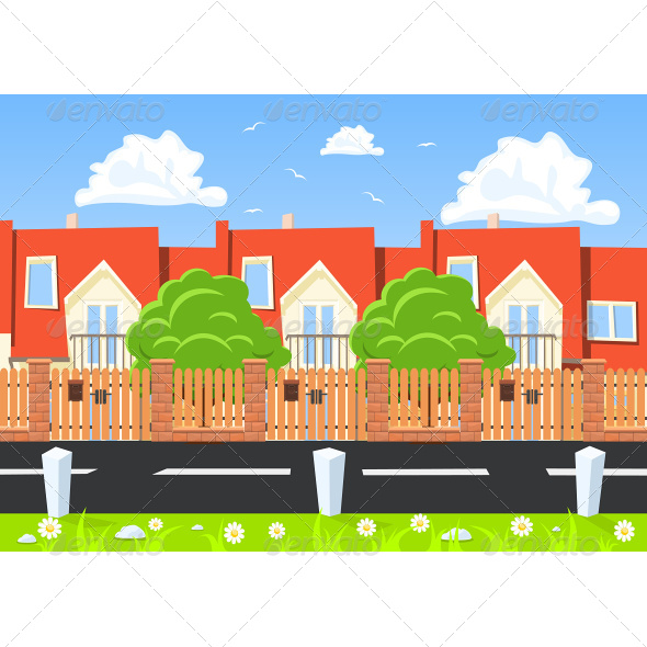 GraphicRiver Houses in a Row Beside the Road 7653067 GraphicRiver Houses in a Row Beside the Road 7653067