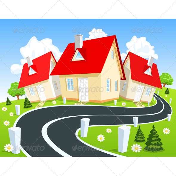 GraphicRiver City Surrounded by Nature Landscape 7653075 GraphicRiver City Surrounded by Nature Landscape 7653075