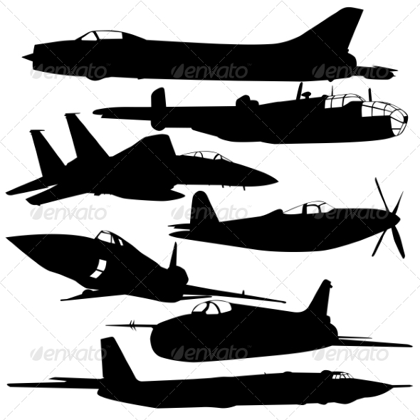 GraphicRiver Collection of Different Combat Aircraft Silhouette 7655125 GraphicRiver Collection of Different Combat Aircraft Silhouette 7655125