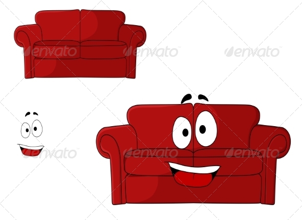 GraphicRiver Fun Cartoon Upholstered Red Couch 7655383 GraphicRiver Fun Cartoon Upholstered Red Couch 7655383