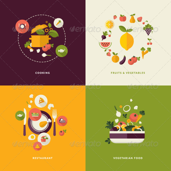 GraphicRiver Flat Design Concept Icons for Food and Drink 7671809 GraphicRiver Flat Design Concept Icons for Food and Drink 7671809