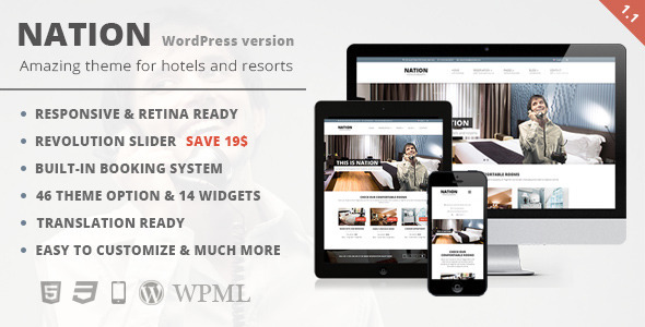 Nation Hotel - Responsive WordPress Theme - Travel Retail