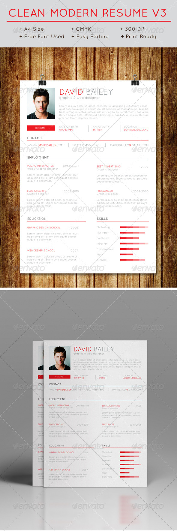 GraphicRiver Clean Modern Resume V3 7700798 GraphicRiver Clean Modern Resume V3 7700798