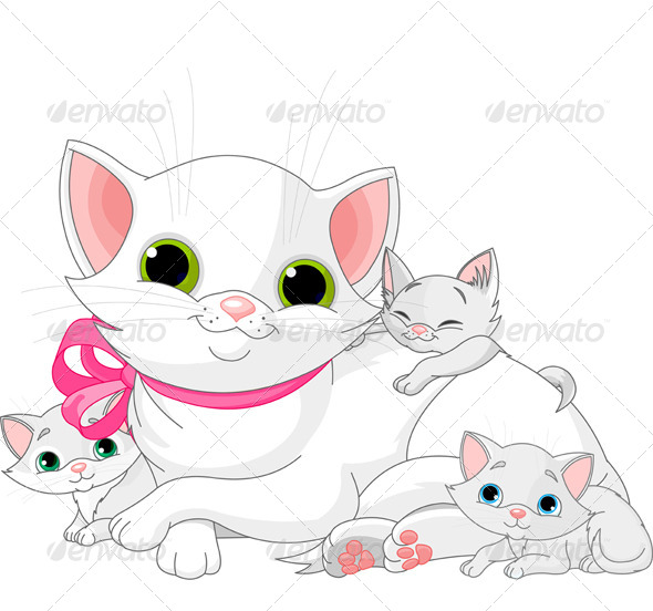 GraphicRiver White Cats Family 7707731 GraphicRiver White Cats Family 7707731