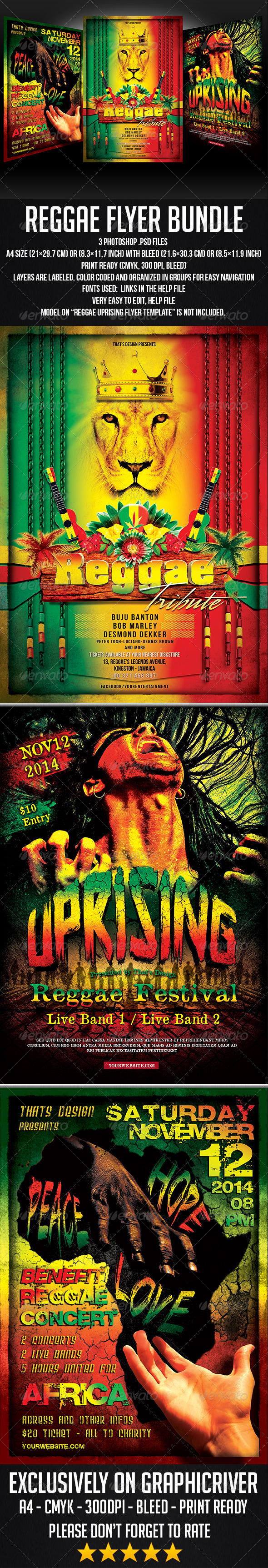 GraphicRiver Reggae Flyer Bundle 7710186 GraphicRiver Reggae Flyer Bundle 7710186