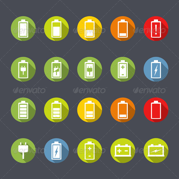 GraphicRiver Battery Icons Flat Design 7740094 GraphicRiver Battery Icons Flat Design 7740094