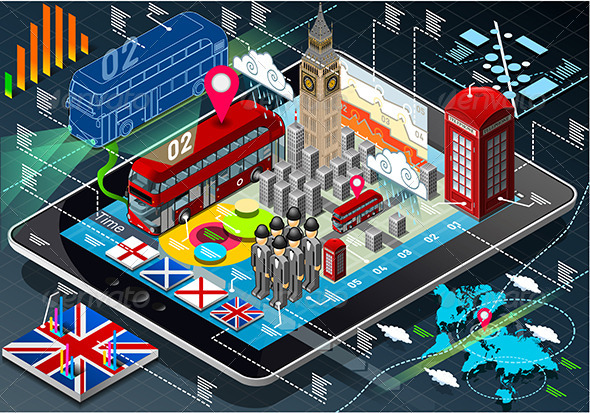 GraphicRiver Isometric Infographic of Great Britain on Tablet 7740609 GraphicRiver Isometric Infographic of Great Britain on Tablet 7740609