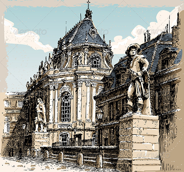 GraphicRiver Vintage Hand Drawn View of Versailles Chapel 7740617 GraphicRiver Vintage Hand Drawn View of Versailles Chapel 7740617