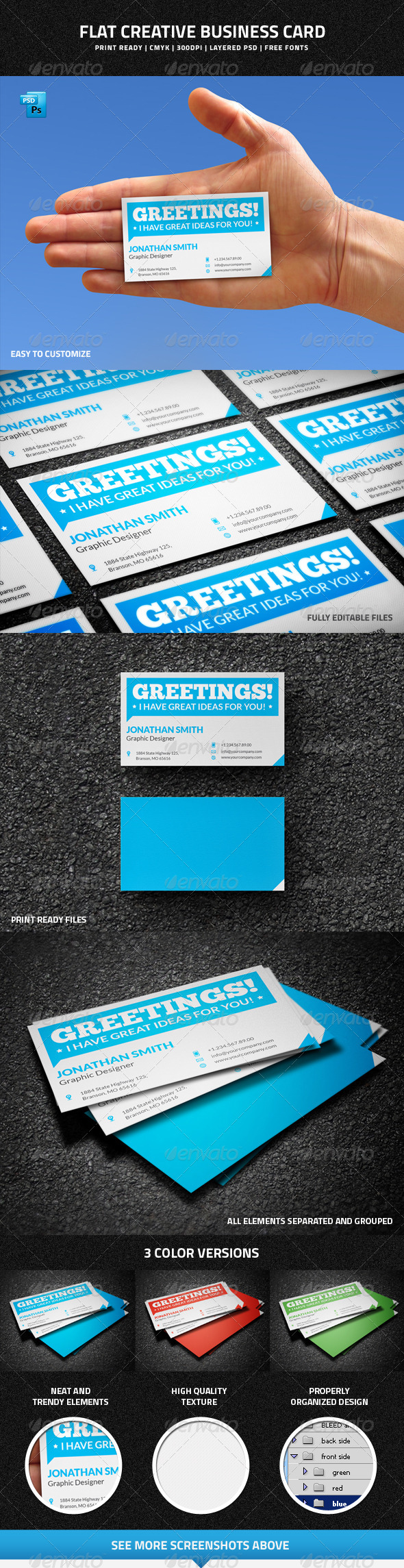 GraphicRiver Flat Creative Business Card 7740664 GraphicRiver Flat Creative Business Card 7740664