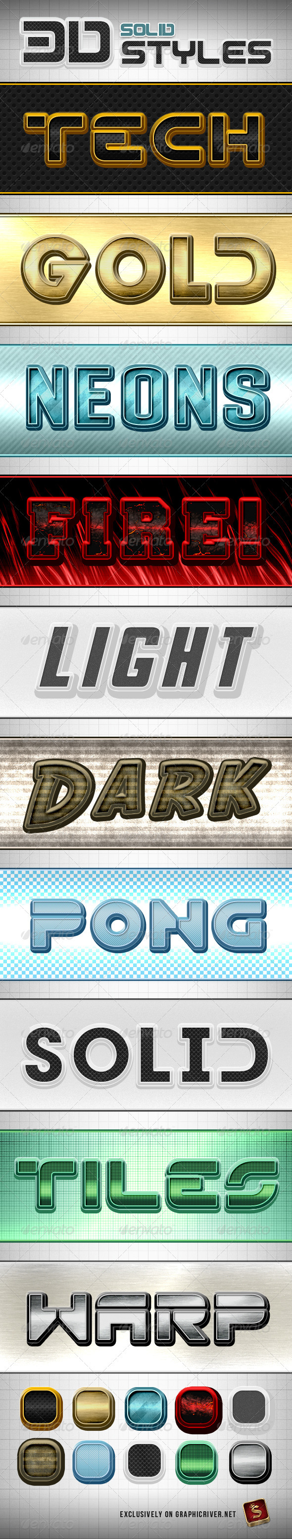 Solid Photoshop Styles - Text Effects Styles