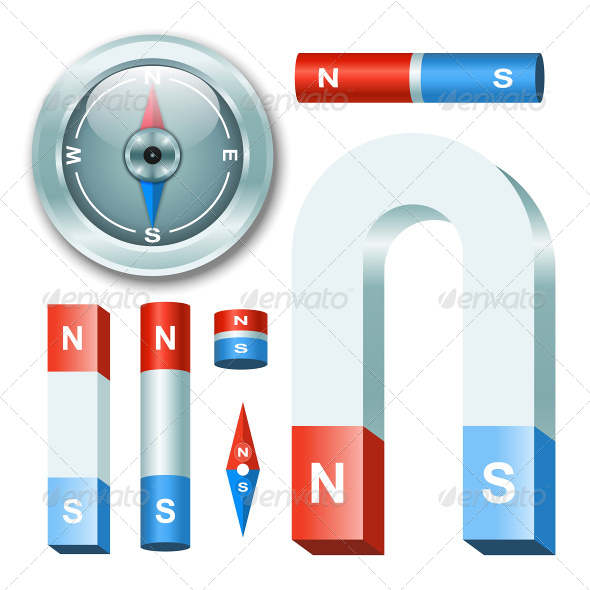 GraphicRiver Magnets with Compass 7746451 GraphicRiver Magnets with Compass 7746451