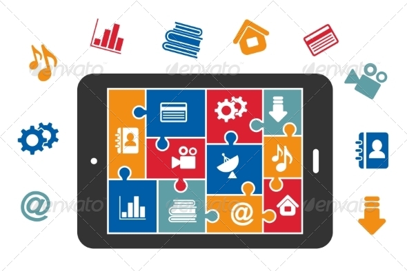 GraphicRiver Multimedia Icons on Tablet Screen 7751648 GraphicRiver Multimedia Icons on Tablet Screen 7751648