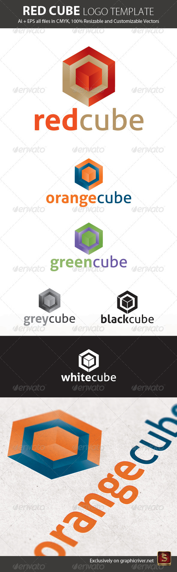 Red Cube Logo Template - Vector Abstract