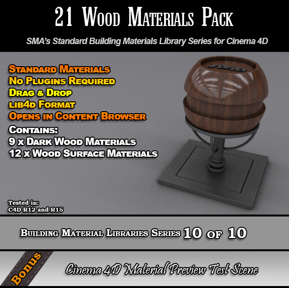 3DOcean 21 Standard Wood Materials Pack for Cinema 4D 7764521 3DOcean 21 Standard Wood Materials Pack for Cinema 4D 7764521