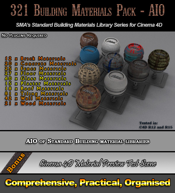 3DOcean 321 Comprehensive Building Materials Pack for C4D 7764601 3DOcean 321 Comprehensive Building Materials Pack for C4D 7764601