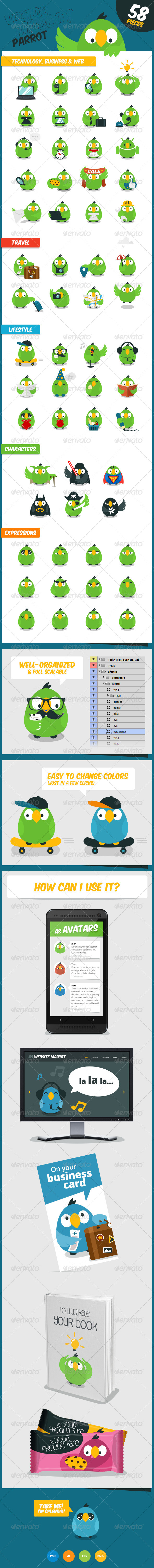 GraphicRiver Parrot Vector Website Mascot 7742975 GraphicRiver Parrot Vector Website Mascot 7742975