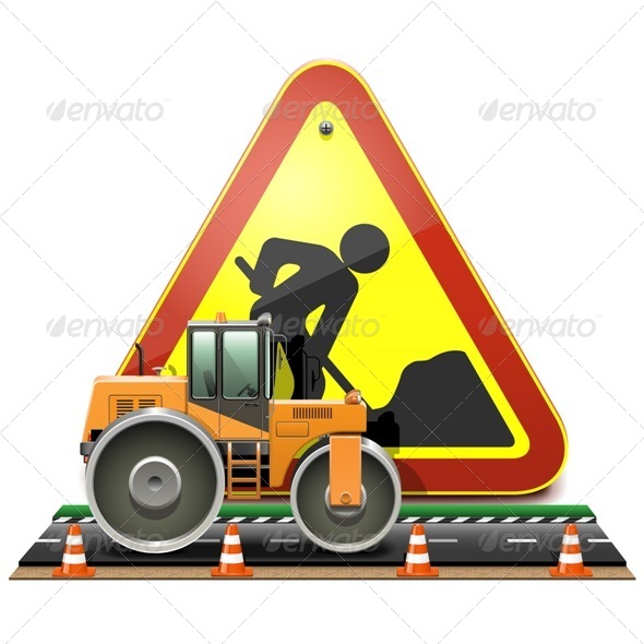 GraphicRiver Road Construction Concept with Compactor 7776324 GraphicRiver Road Construction Concept with Compactor 7776324