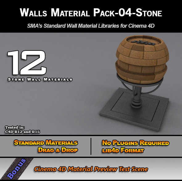 3DOcean Standard Walls Material Pack-04-Stone for C4D 7778265 3DOcean Standard Walls Material Pack-04-Stone for C4D 7778265